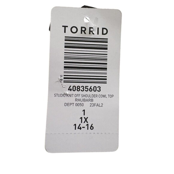 Torrid Studio Knit Off Shoulder Cowl Top Women's Size 1 Rhubarb Size 14/16 New! - Picture 3 of 13